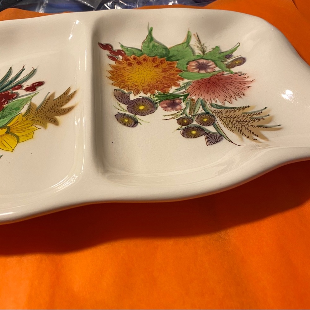 AUTUMN ~COLORED Porcelain Ceramic 2-sided DISH - Picture 10 of 14